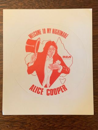Alice Cooper “welcome To My Nightmare” Vintage Rca Promotional Sticker