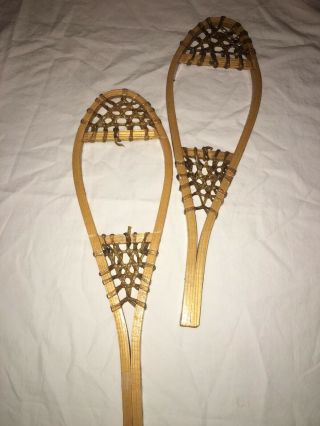 Vintage Canadian Snowshoes Wall Hanging Decorative Wood & Rawhide 16 