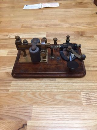 Vintage J.  H.  Bunnell Telegraph Sounder & Key On Board Or Restoration