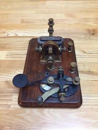 Vintage J.  H.  Bunnell Telegraph Sounder & Key On Board Or Restoration 2