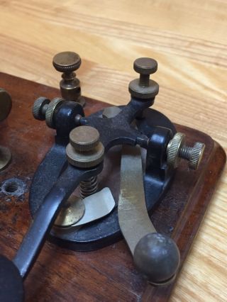 Vintage J.  H.  Bunnell Telegraph Sounder & Key On Board Or Restoration 5