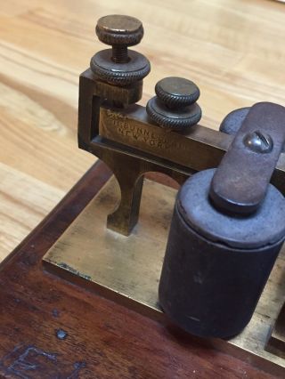 Vintage J.  H.  Bunnell Telegraph Sounder & Key On Board Or Restoration 6