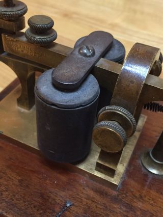 Vintage J.  H.  Bunnell Telegraph Sounder & Key On Board Or Restoration 7