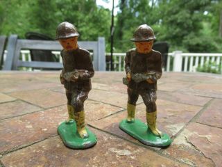 Vintage (2) Lead Japanese / Asian Toy Soldiers,  Riflemen Infantry