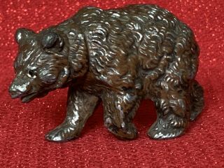 Vintage Cast Metal Miniature Grizzly Bear Art Sculpture Paperweight Figurine