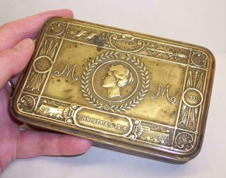 Vintage Ww1 Queen Mary 1914 Christmas Tin Brass Front Line Soldiers
