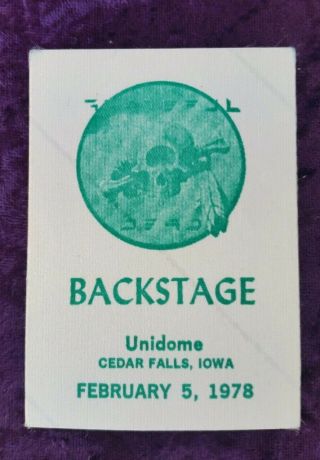 1978 2/5 Grateful Dead Backstage Pass Unidome Cedar Falls Iowa Vintage