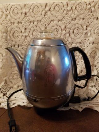 Vintage Ge General Electric Percolator Coffee Chrome Pot Belly 9 Cup
