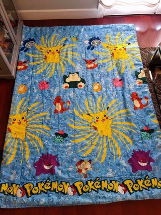 Vintage 1995 1996 1998 Nintendo Pokemon Comforter 84 " X77” Blanket