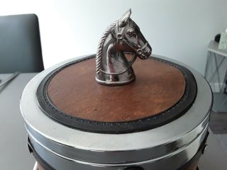 Vintage Retro Kitsch 1970s Horse Polo Faux Leather Ice Bucket 5