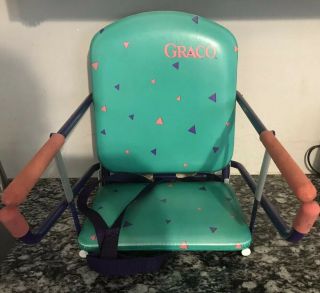 Vintage Graco Tot Loc Clip On Portable Table Booster Seat High Chair Green