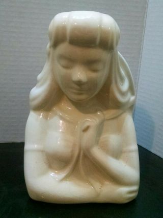 Vintage All White Girl Lady Head Vase Planter,  Sailor Girl