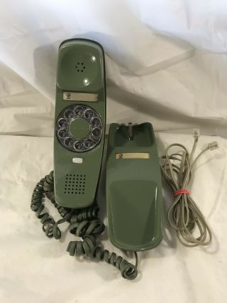 Vintage Western Electric Trimline Rotary Phone Green Olive Avocado Att Bell