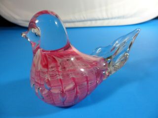 Vintage Pink Glass Bird Paperweight by Joe St.  Clair 2