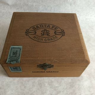 Vintage Wooden Cigar Box Santa Fe Corona Grande Dovetail Empty Sensenbrenner Ca
