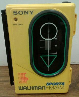Vintage Yellow Sony Sports Walkman Wm - F45 Fm/am Radio Cassette Player