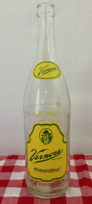 Vintage Vernors Ginger Ale 1 Pint Bottle Made In Detroit Michigan