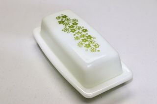 Vintage Pyrex Covered Butter Dish Spring Blossom Crazy Daisy Green & Milk White