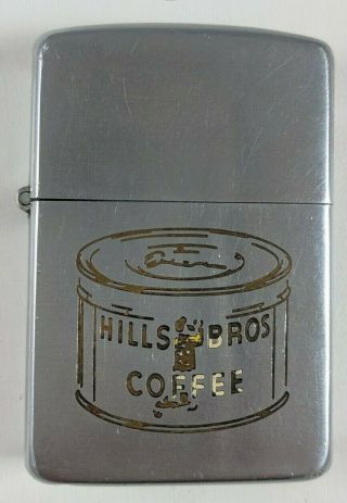 Vintage 1955 - 1956 Zippo Lighter With Hills Bros Coffee Advertisement