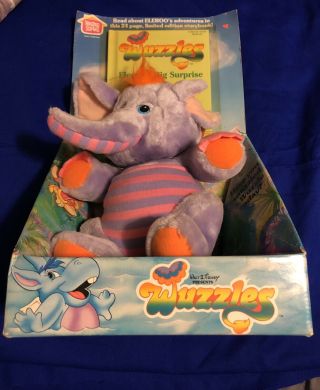 Hasbro Disney Wuzzles Eleroo Vintage 1984 Plush Stuffed Animal 12” Book