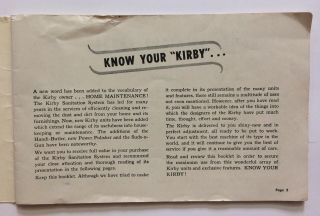 Vintage Kirby Model 512 Sanitation System Guarantee and Instruction Book RARE 2