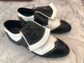 Vintage Jack Nicklaus Golden Bear Black & White,  Saddle Golf Shoes,  Men 