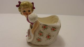 Vintage Royal Sealy Japan Porcelain Girl Planter Vase Figurine With Lab