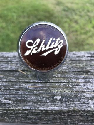 Vintage Schlitz Beer Tap Pull Handle / Round Knob / Metal
