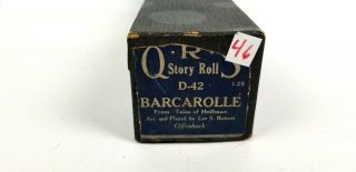 Vintage Qrs Story Roll D - 42 Barcarolle By Lee S.  Roberts Player Piano Rolls