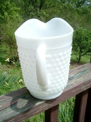 vintage milk glass water pitcher Hobnail pattern old tea pitcher 2