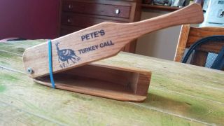 VINTAGE PETE ' S TURKEY CALL PETE PULLEY 102 CENTERVILLE MO WOODEN BOX CALL signed 6