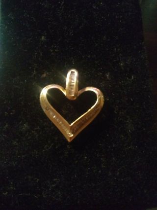 Vintage 10k Yellow Gold And Diamond Heart Pendant,  Not Scrap,  Diamonds,  2.  2g