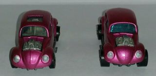 2 1967 Vintage Hot Wheels Red Line Custom Volkswagen Beetle Bugs Magenta.