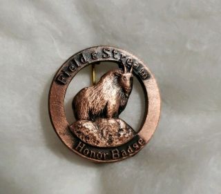 Vintage Field And Stream Honor Badge Mountain Sheep Big Game
