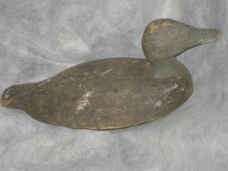 Crude Vintage Duck Decoy - Large White Holler,  Rudder And Weight On Bottom