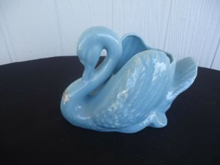 Vintage Australian Pottery Casey Ware Swan Figurine Vase Blue Planter Sticker