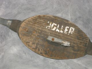 crude vintage DUCK DECOY - worn white HOLLER,  rudder and weight on bottom 4