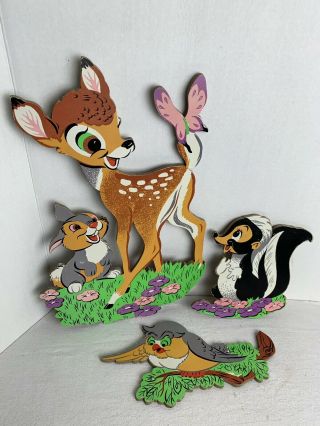 Vintage Dolly Toy Co Walt Disney Productions Wall Decor Bambi Thumper Flower