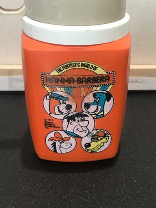 Rare Hanna - Barbera The Funtastic World of Orange Plastic Thermos 1977 Vintage 2