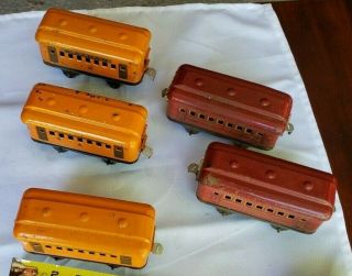 Vintage Dorfan Line Franklin Model Railroad Cars 2 Red 3 Orange Pullman No Name