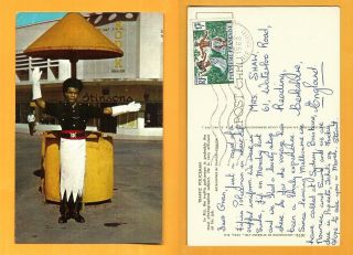 Fiji Isl Vintage Postcard Polynesie Francaise Stamp 1968 Traffic Policeman