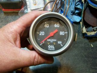 Vintage Auto Meter 3421 Part On Lower Face Oil Pressure Gauge 0 - 100 Psi