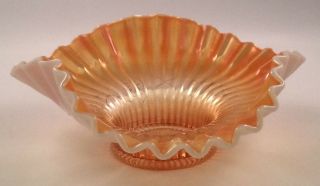 Vintage Carnival Glass Ruffled/scalloped Orange Opalescent Bowl