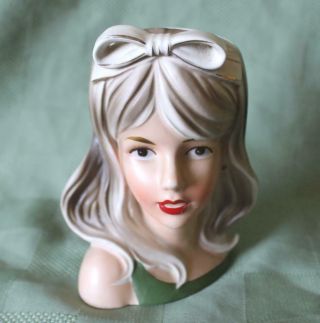 Vintage Teen Lady Headvase 5 1/2 In.  Relpo Japan