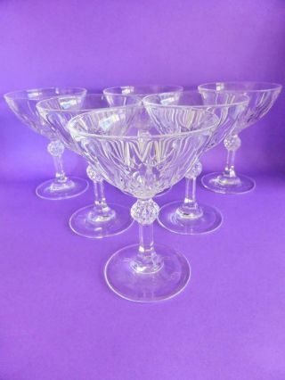 Crystal Champagne Coupes,  Cut Crystal Martini Glasses,  Set Of 6 Vintage Crystal