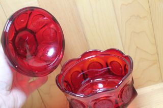 VINTAGE FOSTORIA GLASS RUBY RED COIN PATTERN - CANDY DISH / WEDDING BOWL FOOTED 3