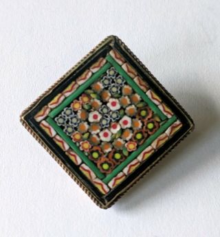 Antique Micro Mosaic Floral Pin Brooch