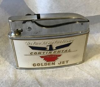 Vintage Continental Airlines Zippo Lighter 1950’s,  Aviation Lighter Golden Jet