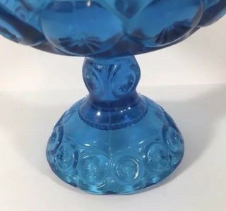 Vintage LE Smith Blue Moon and Stars Glass Compote Candy Fruit Pedestal Dish 7” 4