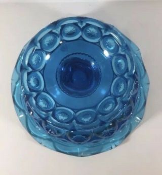 Vintage LE Smith Blue Moon and Stars Glass Compote Candy Fruit Pedestal Dish 7” 5